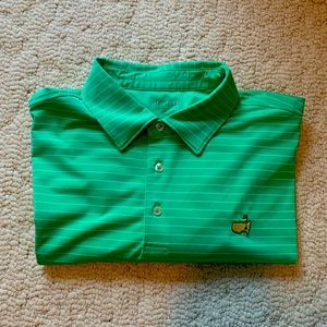 Masters Polo, Mens Large, Green Striped, Masters Tech